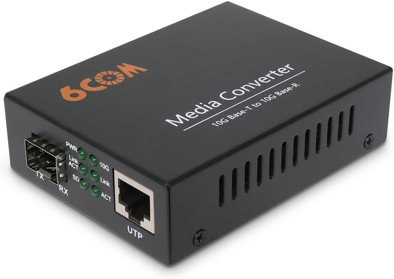 6COMGIGA 10G Fiber Media Converter,1x 1000M/2.5G/5G/10GBase-T Auto-Negotiation RJ45 Slot to 1x 10GBase-X SFP+ Slot,Support 10GBase-SR/LR/BIDI Transceiver, 10 Gigabit Ethernet Media Converter - Image 1